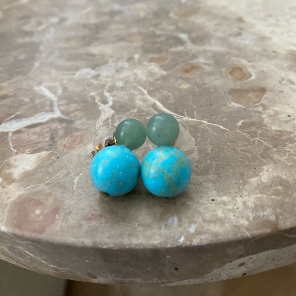 Jennifer Behr x Julia Berolzheimer Cara  Turquoise and Green Stud Earrings